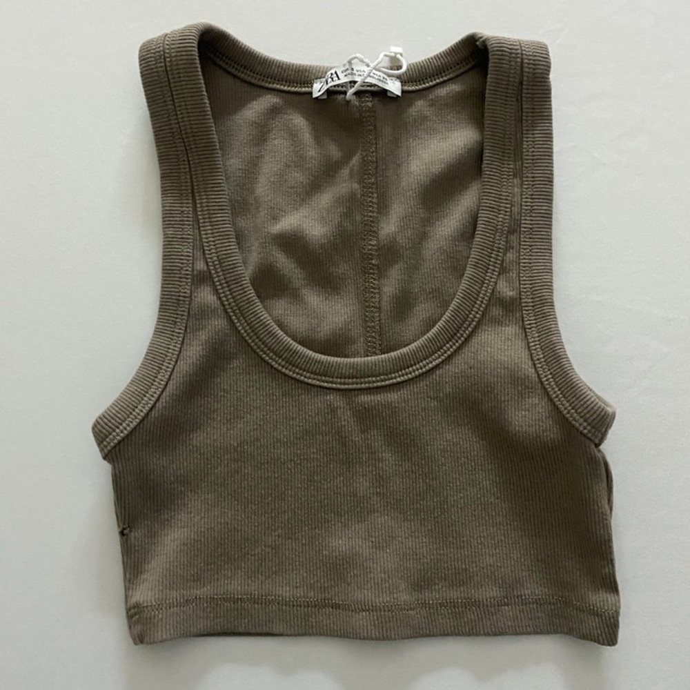 Zara Brown Ribbed Tank Top